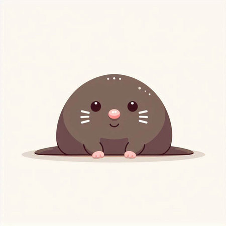 Cute cartoon mole on a white background. Vector illustration in a flat style.のイラスト素材