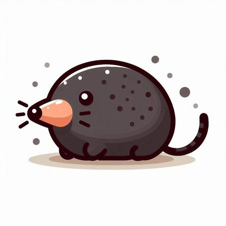 Cute cartoon mole. Vector illustration isolated on a white background.のイラスト素材