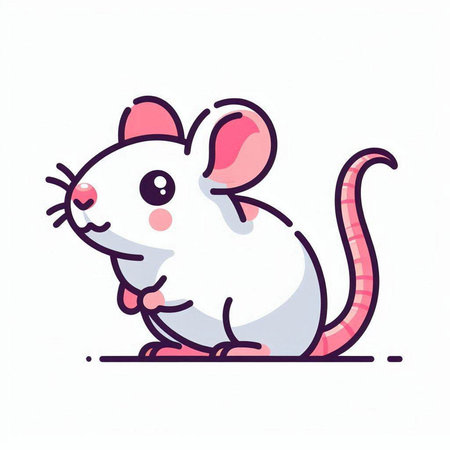 Cartoon mouse. Vector illustration in a flat style on a white background.のイラスト素材