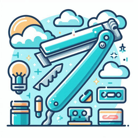 Hair straightener icon in line art style. Vector illustration.のイラスト素材