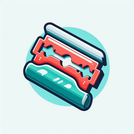 Razor blade icon in flat style isolated on blue background. Vector illustration.のイラスト素材