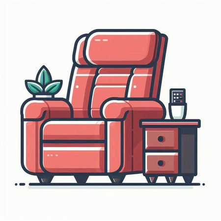 Armchair in living room. Vector illustration in flat cartoon style.のイラスト素材