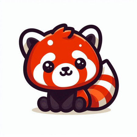 Cute cartoon red panda isolated on white background. Vector illustration.のイラスト素材