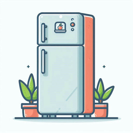 Refrigerator icon. Vector illustration in trendy flat line style.のイラスト素材