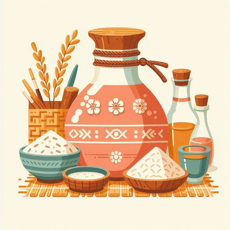 Illustration of a set of spices and herbs. Vector illustration.のイラスト素材