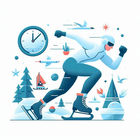 Winter sports. Skating, snowboarding, snowboarding. Vector illustrationのイラスト素材