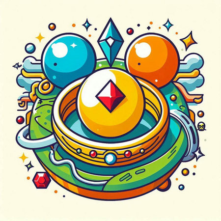 Vector hand drawn illustration of fortune teller ring. Line art design for web, site, advertising, banner, poster, board and print.のイラスト素材