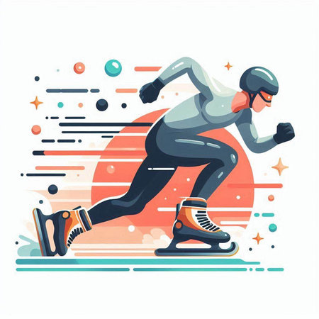Vector illustration of an ice skater in motion. Winter sport.のイラスト素材