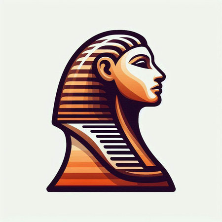 Egyptian Sphinx head vector logo. Ancient Egyptian head symbol.のイラスト素材