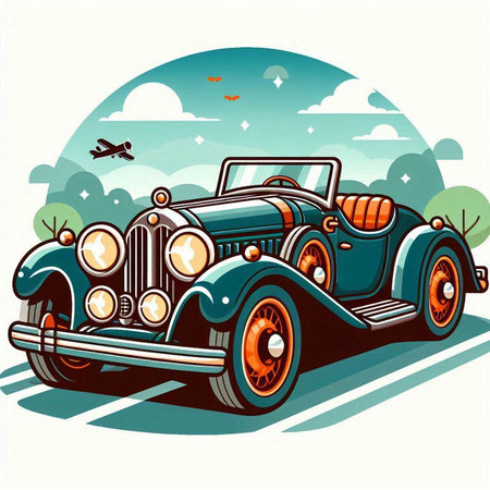Vintage car in retro style. Vector illustration for your design.のイラスト素材