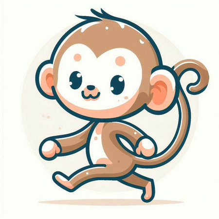 Cute cartoon monkey. Vector illustration isolated on a white background.のイラスト素材