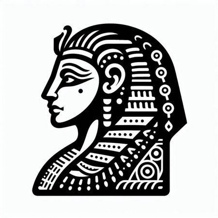 Sphinx head isolated on the white background. Vector illustration.のイラスト素材