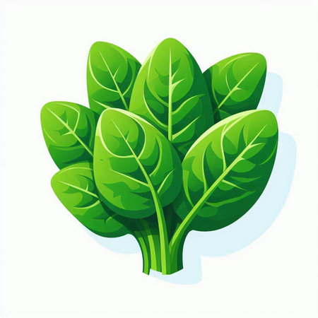Spinach leaves on a white background. Vector illustration of spinach leaves.のイラスト素材