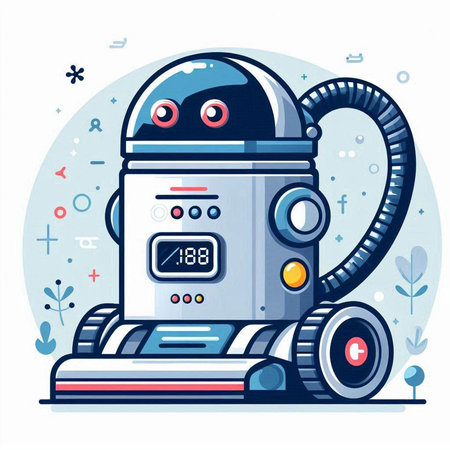 Robot with big eyes. Vector illustration in flat cartoon style.のイラスト素材