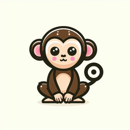 Cute Monkey Cartoon Character Vector Illustration. Cute Monkey Animal Cartoon Characterのイラスト素材