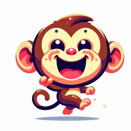funny cartoon monkey on white background, vector illustration, epsのイラスト素材