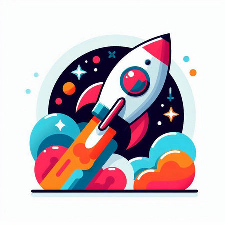 Rocket launch. Flat style vector illustration. Start up business concept.のイラスト素材