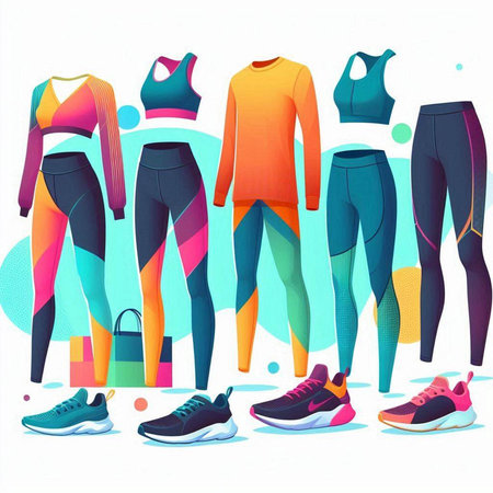 Fashionable sportswear set. Vector illustration, flat designのイラスト素材