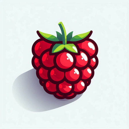 Raspberry vector illustration. Isolated berry on white background.のイラスト素材