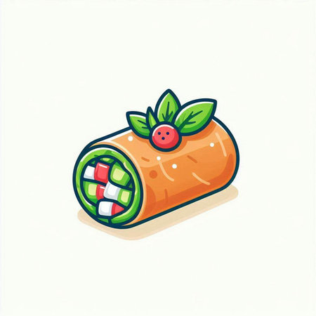 Sushi roll on white background. Vector illustration of japanese food.のイラスト素材