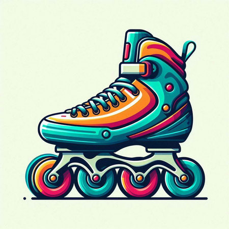 Retro roller skates. Colorful vector illustration for your designのイラスト素材