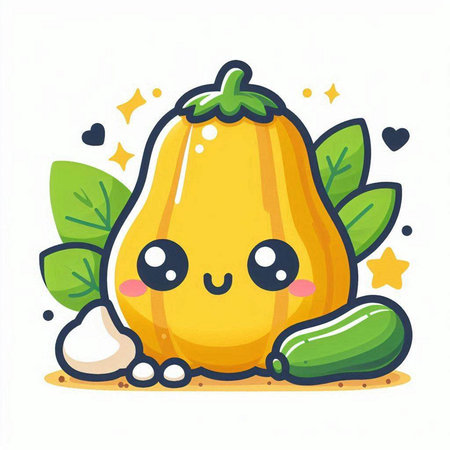 Cute kawaii pumpkin character. Vector flat cartoon illustration.のイラスト素材