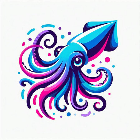 Octopus vector illustration on white background. Sea animal. Vector illustration.のイラスト素材