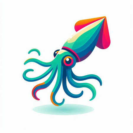 Octopus colorful icon. Vector illustration. Isolated on white background.のイラスト素材
