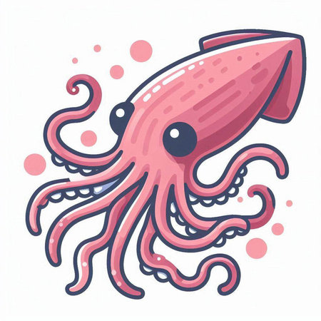 Cute cartoon octopus. Vector illustration on a white background.のイラスト素材