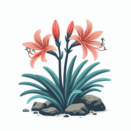 Illustration of a lily flower isolated on a white background.のイラスト素材