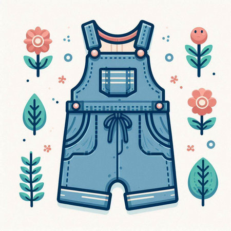 Baby Shorts. Vector illustration. Baby Shorts with floral elements.のイラスト素材