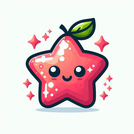 Cute kawaii star fruit character. Vector cartoon illustration.のイラスト素材