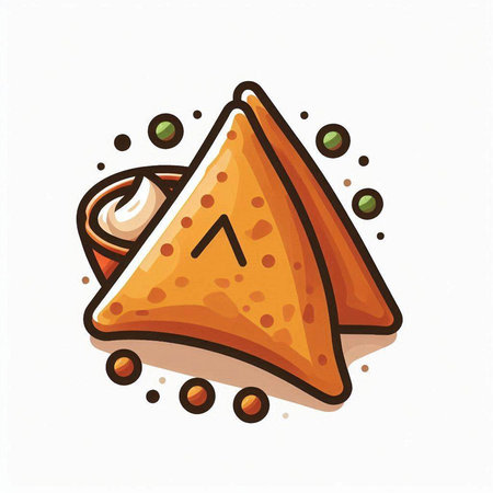 Illustration of the traditional indian snack samosas. Vector illustration.のイラスト素材