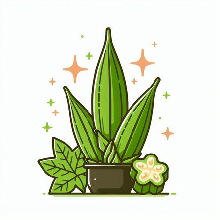Illustration of Sansevieria plant in pot on white backgroundのイラスト素材