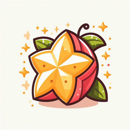 Star fruit icon. Vector illustration in cartoon style isolated on white background.のイラスト素材