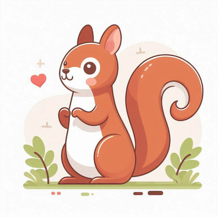 Cute squirrel cartoon vector illustration. Vector illustration of a cute squirrel.のイラスト素材