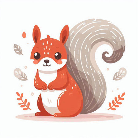 Cute squirrel. Vector illustration in cartoon style on white background.のイラスト素材