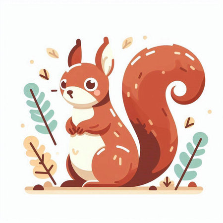 Cute squirrel in the forest. Vector illustration in cartoon style.のイラスト素材