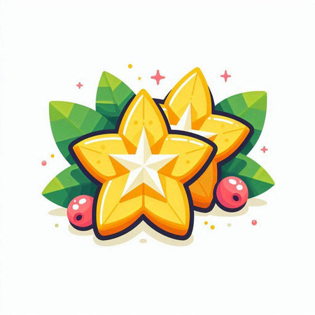 Star fruit icon on white background. Vector illustration. Eps 10.のイラスト素材