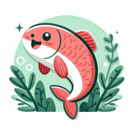 Cute kawaii fish. Vector illustration in cartoon style.のイラスト素材