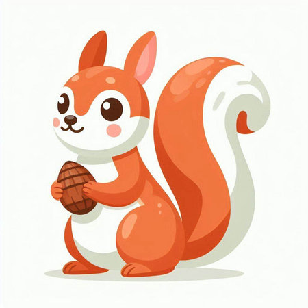 Squirrel with nut. Cute cartoon character. Vector illustration.のイラスト素材