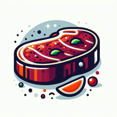 Steak icon in flat style. Vector illustration of a piece of meat.のイラスト素材