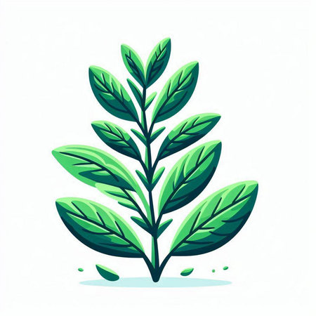 Green leaves, isolated on white background. Vector illustration. Eps 10.のイラスト素材