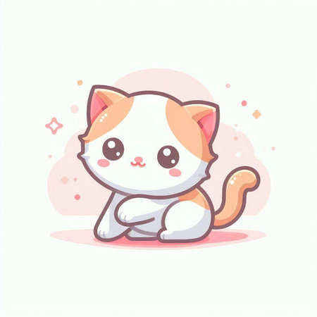 Cute cat vector illustration. Cute cartoon kitty character.のイラスト素材