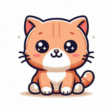 Cute cartoon cat. Vector illustration isolated on a white background.のイラスト素材