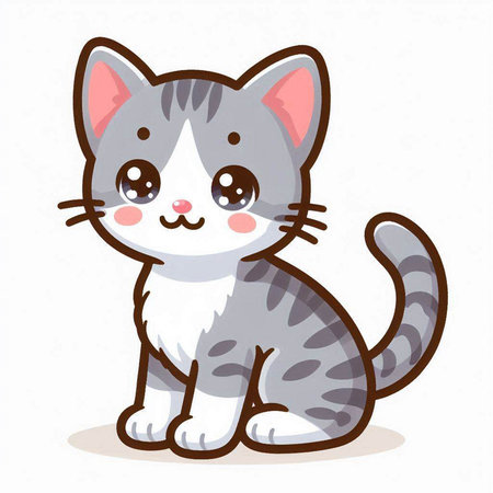 Cute cartoon cat sitting on white background. Vector illustration for your designのイラスト素材