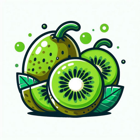 Kiwi fruit isolated on white background. Hand drawn vector illustration.のイラスト素材
