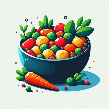 Vegetable salad in a bowl. Vector illustration. Eps 10のイラスト素材