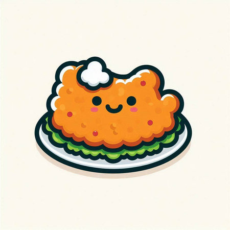 Illustration of a kawaii rice cake on a white backgroundのイラスト素材