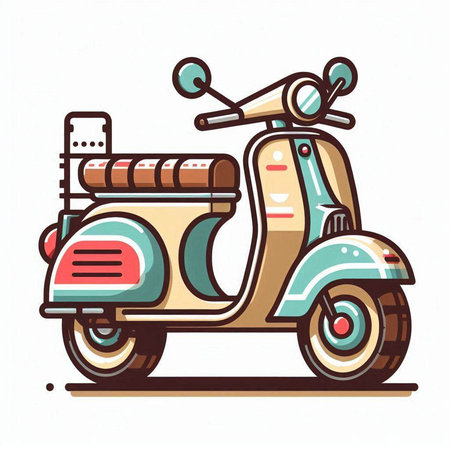Retro scooter isolated on a white background. Vector illustration.のイラスト素材